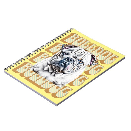 Engelse Bulldog met Retro Font Notitieboek (Linkerzijde)