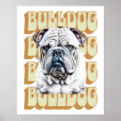 Engelse Bulldog met Retro Font Poster (Voorkant)