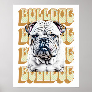 Engelse Bulldog met Retro Font Poster