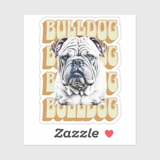 Engelse Bulldog met Retro Font Sticker (Vel)