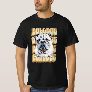 Engelse Bulldog met Retro Font T-shirt