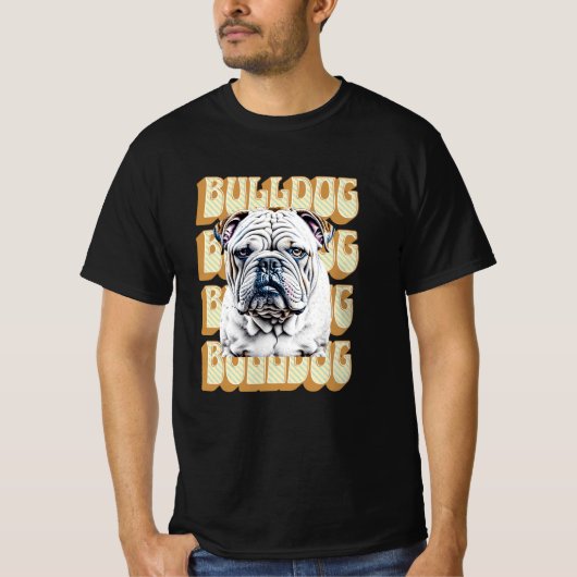 Engelse Bulldog met Retro Font T-shirt (Voorkant)