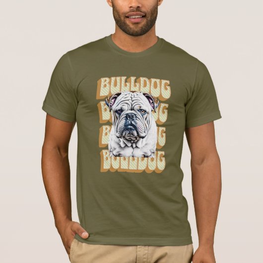 Engelse Bulldog met Retro Font T-shirt (Voorkant)