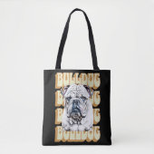 Engelse Bulldog met Retro Font Tote Bag (Voorkant)