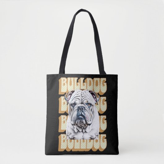 Engelse Bulldog met Retro Font Tote Bag (Voorkant)