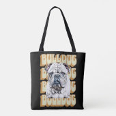 Engelse Bulldog met Retro Font Tote Bag (Achterkant)