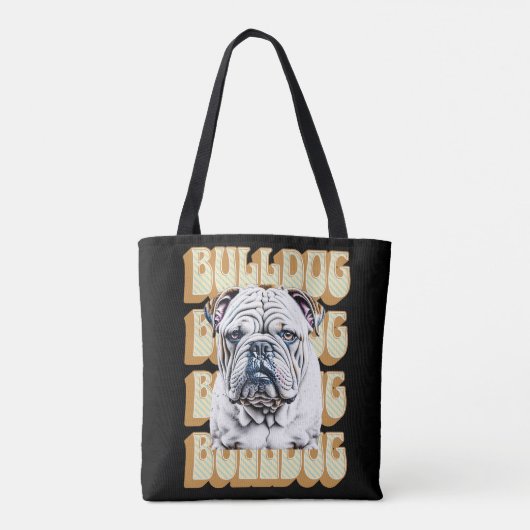 Engelse Bulldog met Retro Font Tote Bag (Achterkant)