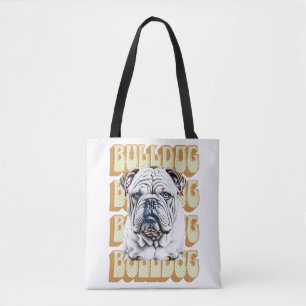Engelse Bulldog met Retro Font Tote Bag