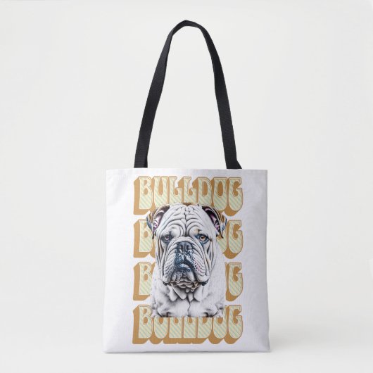 Engelse Bulldog met Retro Font Tote Bag (Voorkant)