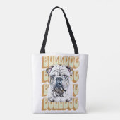 Engelse Bulldog met Retro Font Tote Bag (Achterkant)