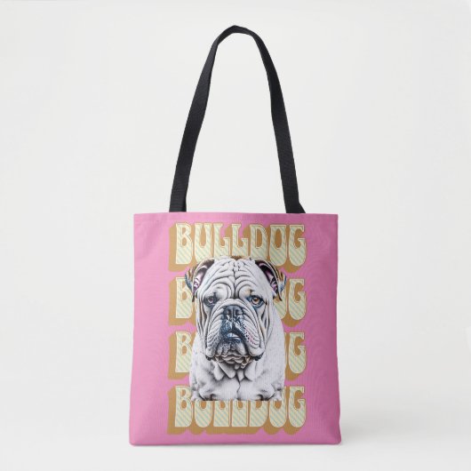 Engelse Bulldog met Retro Font Tote Bag (Voorkant)