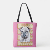 Engelse Bulldog met Retro Font Tote Bag (Achterkant)