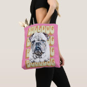 Engelse Bulldog met Retro Font Tote Bag (Dichtbij)