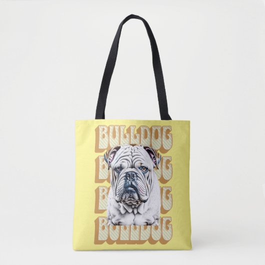 Engelse Bulldog met Retro Font Tote Bag (Voorkant)