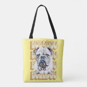 Engelse Bulldog met Retro Font Tote Bag (Achterkant)
