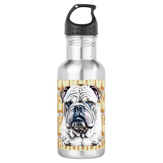 Engelse Bulldog met Retro Font Waterfles (Voorkant)