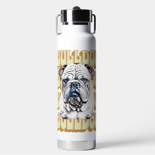 Engelse Bulldog met Retro Font Waterfles