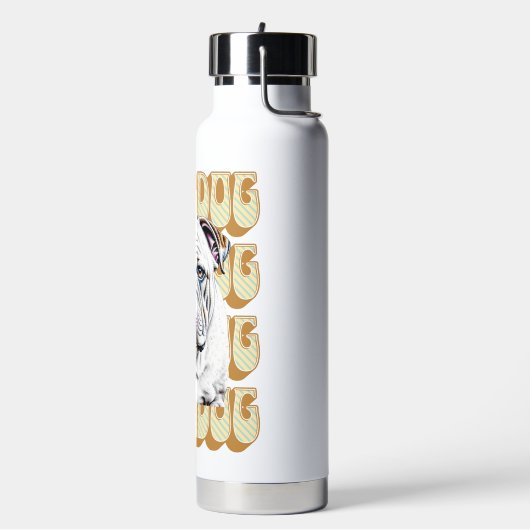 Engelse Bulldog met Retro Font Waterfles (Links)