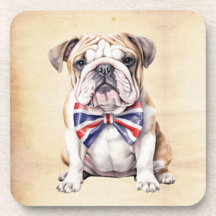 Engelse Bulldog met Union Jack vlinderdas Bier Onderzetter