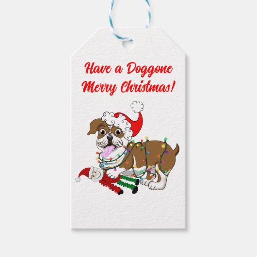 Engelse Bulldog met wiellampjes Cadeaulabel (Voorkant)