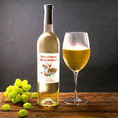 Engelse Bulldog met wiellampjes Wijn Etiket