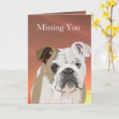 Engelse Bulldog "Missing You" Kaart (Gele Bloem)
