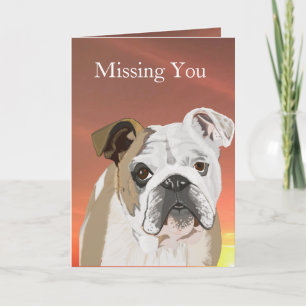 Engelse Bulldog "Missing You" Kaart