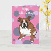 Engelse Bulldog Moederdag Kaart (Gele Bloem)