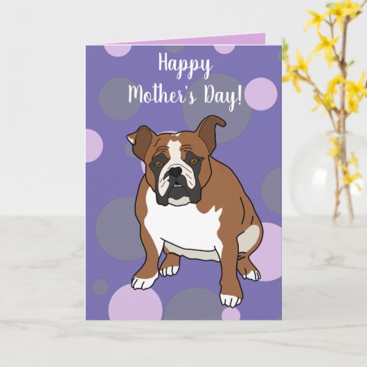 Engelse Bulldog Moederdagkaart Kaart (Gele Bloem)