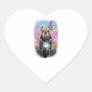 Engelse Bulldog on Motorcycle tour Japans Sakura Hart Sticker