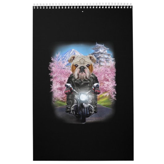 Engelse Bulldog on Motorcycle tour Japans Sakura Kalender (Hoes)