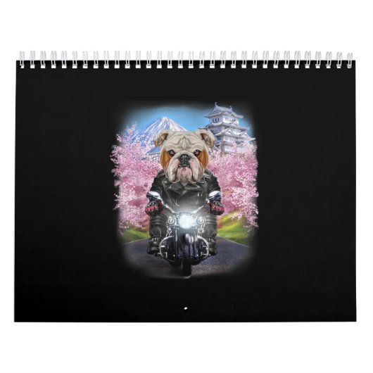 Engelse Bulldog on Motorcycle tour Japans Sakura Kalender (Hoes)