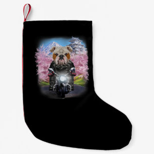 Engelse Bulldog on Motorcycle tour Japans Sakura Kleine Kerstsok