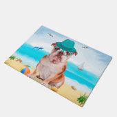 Engelse Bulldog op Beach Deurmat (Schuin)