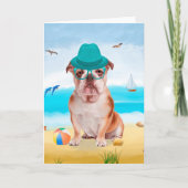Engelse Bulldog op Beach Kaart (Voorkant)