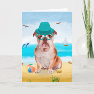 Engelse Bulldog op Beach Kaart