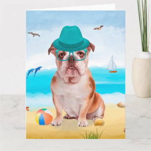 Engelse Bulldog op Beach Kaart