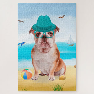 Engelse Bulldog op Beach Legpuzzel