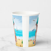 Engelse Bulldog op Beach Papieren Bekers (Rechts)