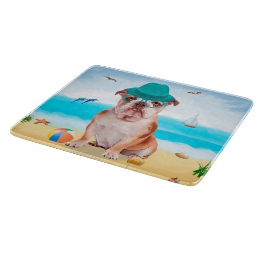 Engelse Bulldog op Beach Snijplank (Hoek)