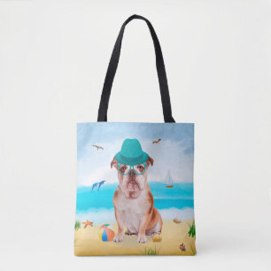 Engelse Bulldog op Beach Tote Bag