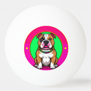 Engelse Bulldog op een Kleurrijke Achtergrond Pingpongbal