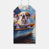 Engelse Bulldog op een peddel: een Schilderachtig  Cadeaulabel (Achterkant)