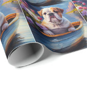 Engelse Bulldog op een peddel: een Schilderachtig  Cadeaupapier (Rol Hoek)