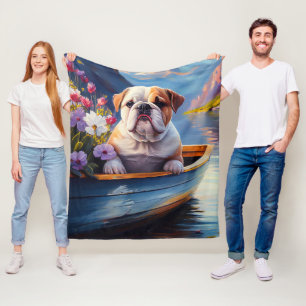Engelse Bulldog op een peddel: een Schilderachtig  Fleece Deken