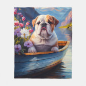 Engelse Bulldog op een peddel: een Schilderachtig  Fleece Deken (Voorkant)