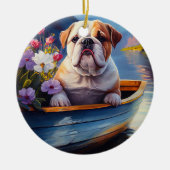 Engelse Bulldog op een peddel: een Schilderachtig Keramisch Ornament (Voorkant)