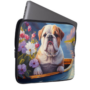 Engelse Bulldog op een peddel: een Schilderachtig Laptop Sleeve