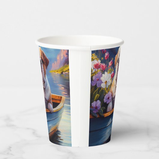 Engelse Bulldog op een peddel: een Schilderachtig  Papieren Bekers (Rechts)