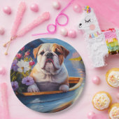 Engelse Bulldog op een peddel: een Schilderachtig Papieren Bordje (Feest)